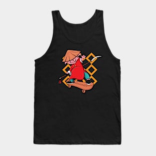 Skateboarding Kung Fu Pig Tank Top